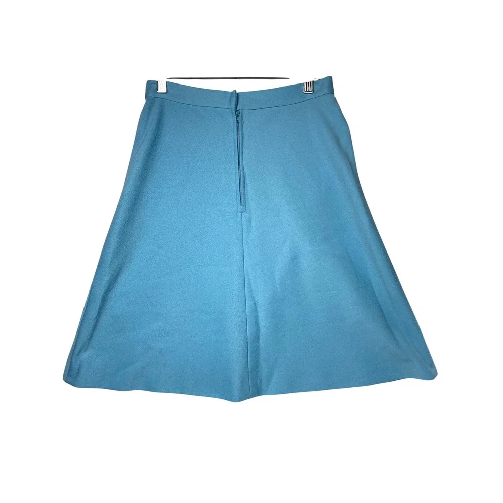 Handmade Vintage Blue A-Line Skirt | Back Zip | Unlined | Knee‎ Length